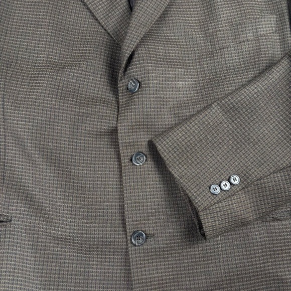 Alexander Lloyd Mens Brown Houndstooth Worsted Wool Blend Blazer Jacket Size 54L - Picture 7 of 13